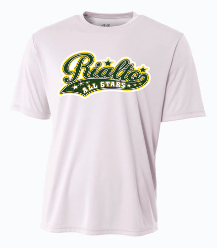 RIALTO SOFTBALL 2024 version  - DRIFIT CREWNECK SHIRT - WHITE POLYESTER-*LIMITED TIME SPECIAL $5 OFF EACH ITEM, ENDS 5/26/24