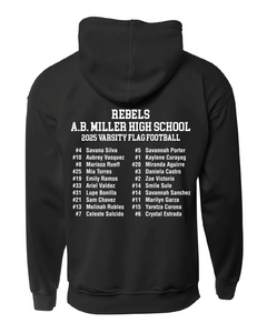 AB MILLER PERFORMANCE FLEECE HOOD BLACK WITH ROSTER ON BACK