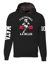 Load image into Gallery viewer, AB MILLER PERFORMANCE FLEECE HOOD BLACK WITH ROSTER ON BACK