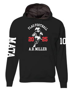 AB MILLER PERFORMANCE FLEECE HOOD BLACK WITH ROSTER ON BACK