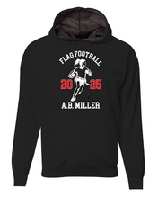 Load image into Gallery viewer, AB MILLER PERFORMANCE FLEECE HOOD BLACK WITH ROSTER ON BACK
