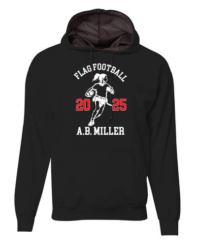 AB MILLER PERFORMANCE FLEECE HOOD BLACK WITH ROSTER ON BACK