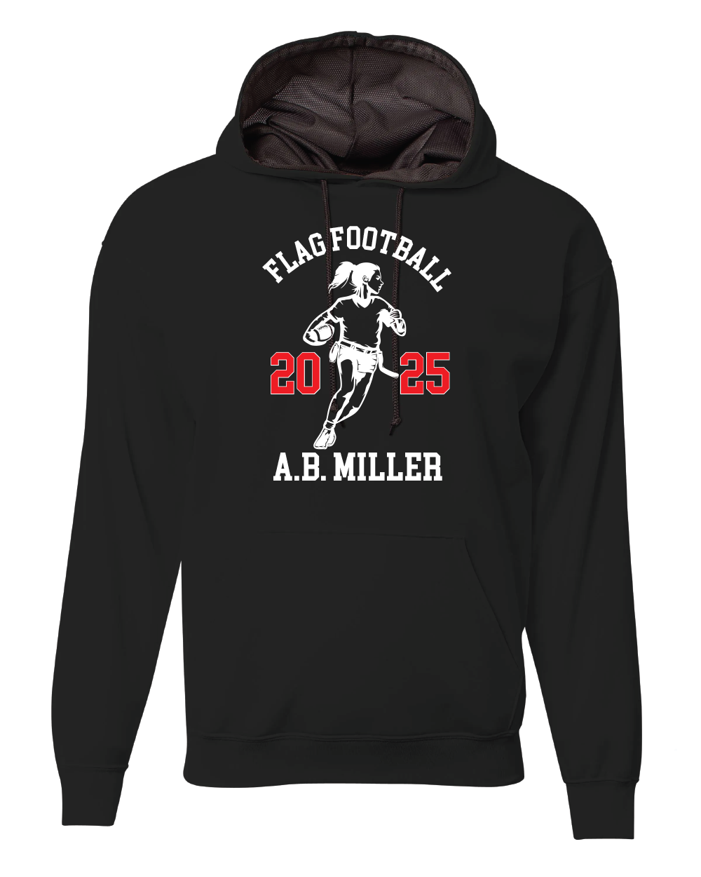 AB MILLER PERFORMANCE FLEECE HOOD BLACK WITH ROSTER ON BACK