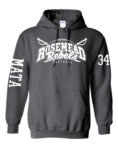 COACH CEA FLAG TEAM 2025 ONLY -ROSEMEAD REBELS - COTTON CHARCOAL GRAY HOOD WITH ROSTER
