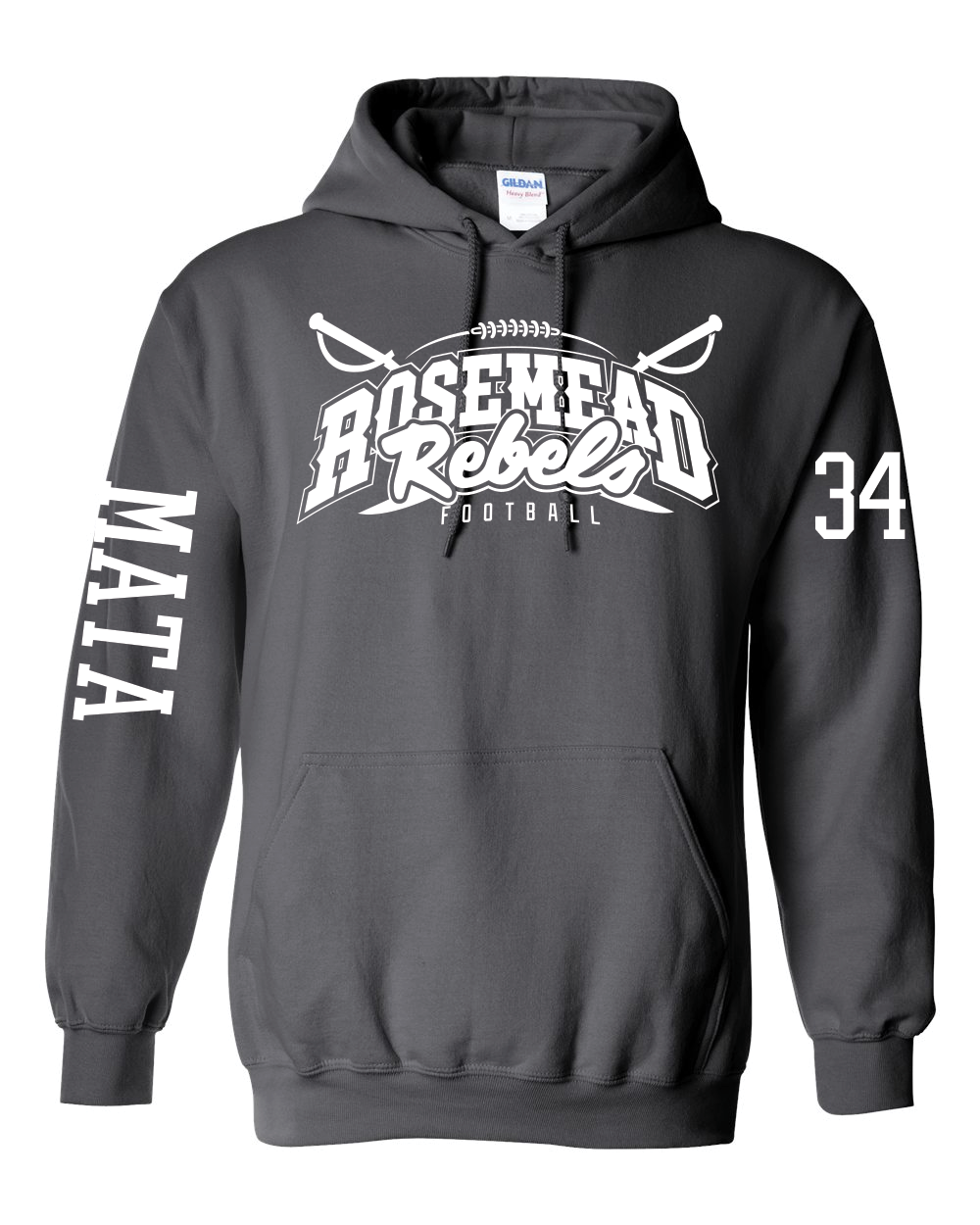 COACH CEA FLAG TEAM 2025 ONLY -ROSEMEAD REBELS - COTTON CHARCOAL GRAY HOOD WITH ROSTER