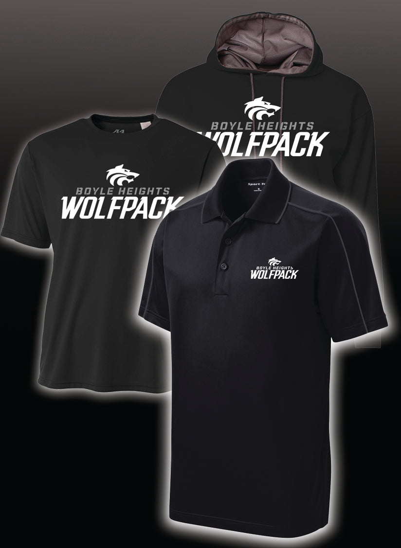 WOLFPACK COACH PACK 2023 - Black Polo with Charcoal Trim and White Logo - USA SIZES