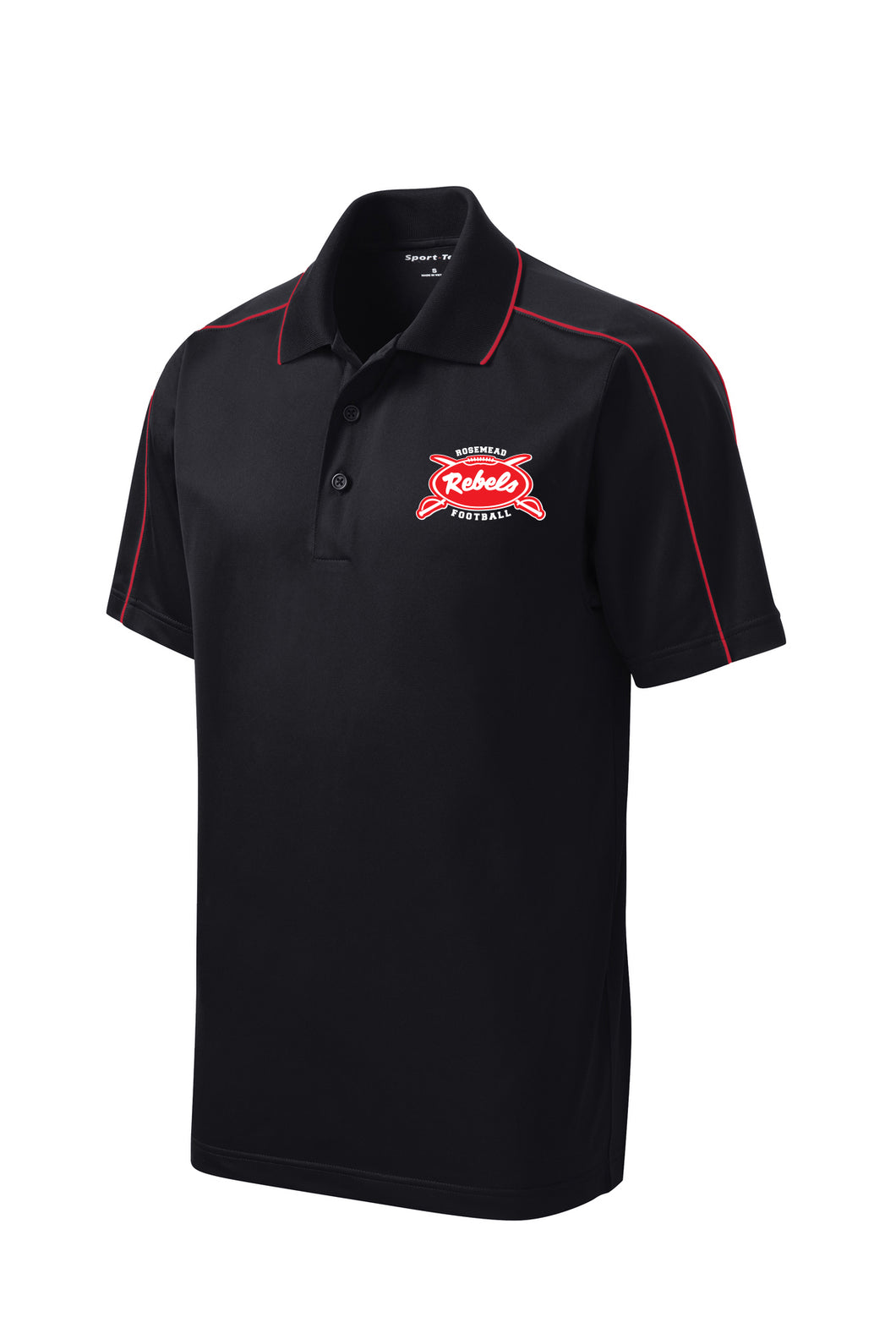 REBEL POLO 2023 - BLACK WITH RED TRIM - USA SIZES