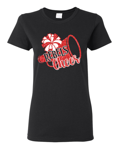 ROSEMEAD REBELS - 2025 - CHEER GLITTER - BLACK SHIRT - RED GLITTER