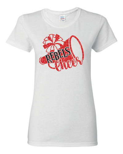 ROSEMEAD REBELS - 2025 - CHEER GLITTER - WHITE SHIRT - RED GLITTER