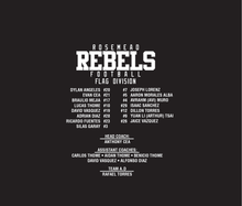 Load image into Gallery viewer, COACH CEA FLAG TEAM 2025 ONLY -ROSEMEAD REBELS - COTTON BLACK HOOD WITH ROSTER