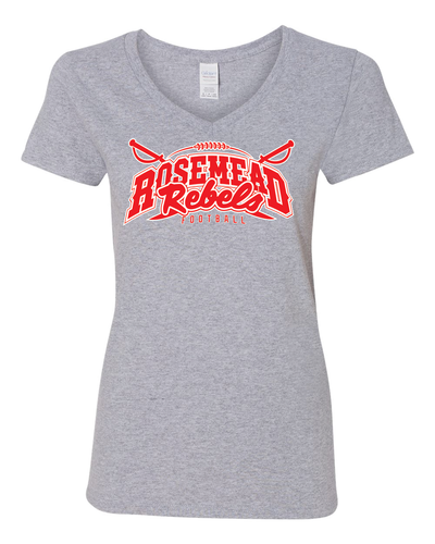 ROSEMEAD REBELS NEW 2025 LOGO / VNECK / SPORTS GRAY / GILDAN WOMEN CUT