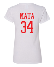 Load image into Gallery viewer, ROSEMEAD REBELS NEW 2025 LOGO/ VNECK / WHITE / GILDAN WOMEN CUT