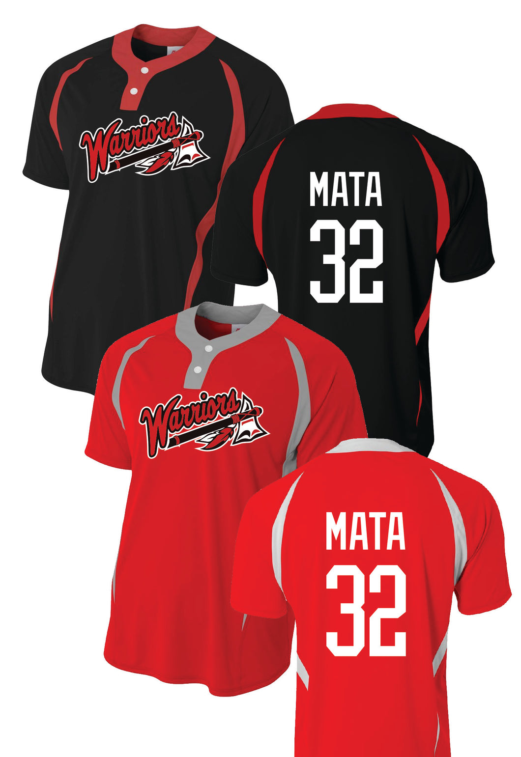 WARRIOR JERSEY - 2 COMBO PACK - 1 RED + 1 BLACK JERSEY