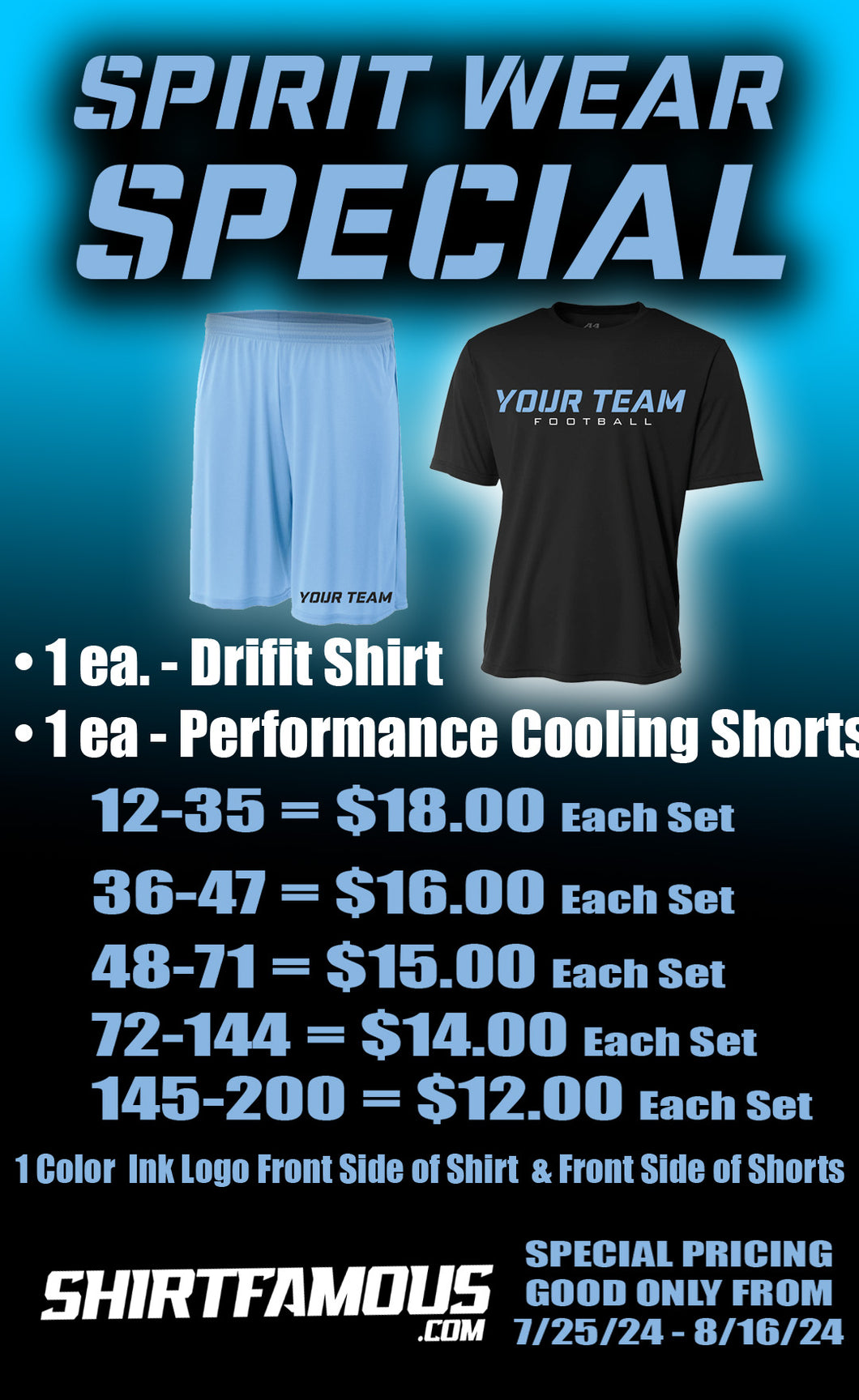 ANY TEAM  - SPIRIT PACK SPECIAL 2024 - TOP DRIFIT + SHORT COOLING PERFORMANCE STYLE