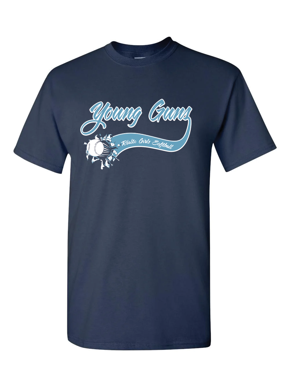 YOUNG GUNS SOFTBALL - COTTON SHIRT 100% COTTON - CREWNECK SHIRT -NAVY