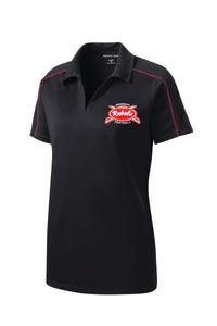 WOMEN CUT REBEL POLO 2023 - BLACK WITH RED TRIM - USA SIZES