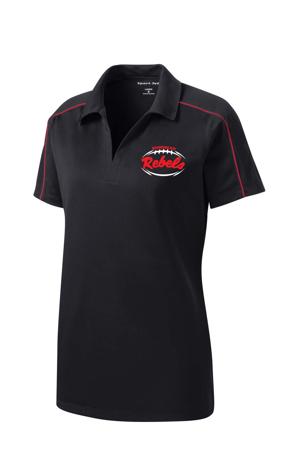 WOMEN CUT REBEL POLO 2024 - BLACK WITH RED TRIM - USA SIZES