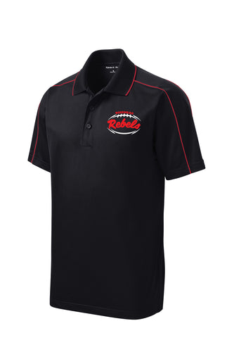 REBEL POLO 2024 - BLACK WITH RED TRIM - USA SIZES